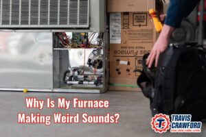 a technician from Travis Crawford prepares to repair a furnace in a home in Charlotte, NC, that has been making strange noises